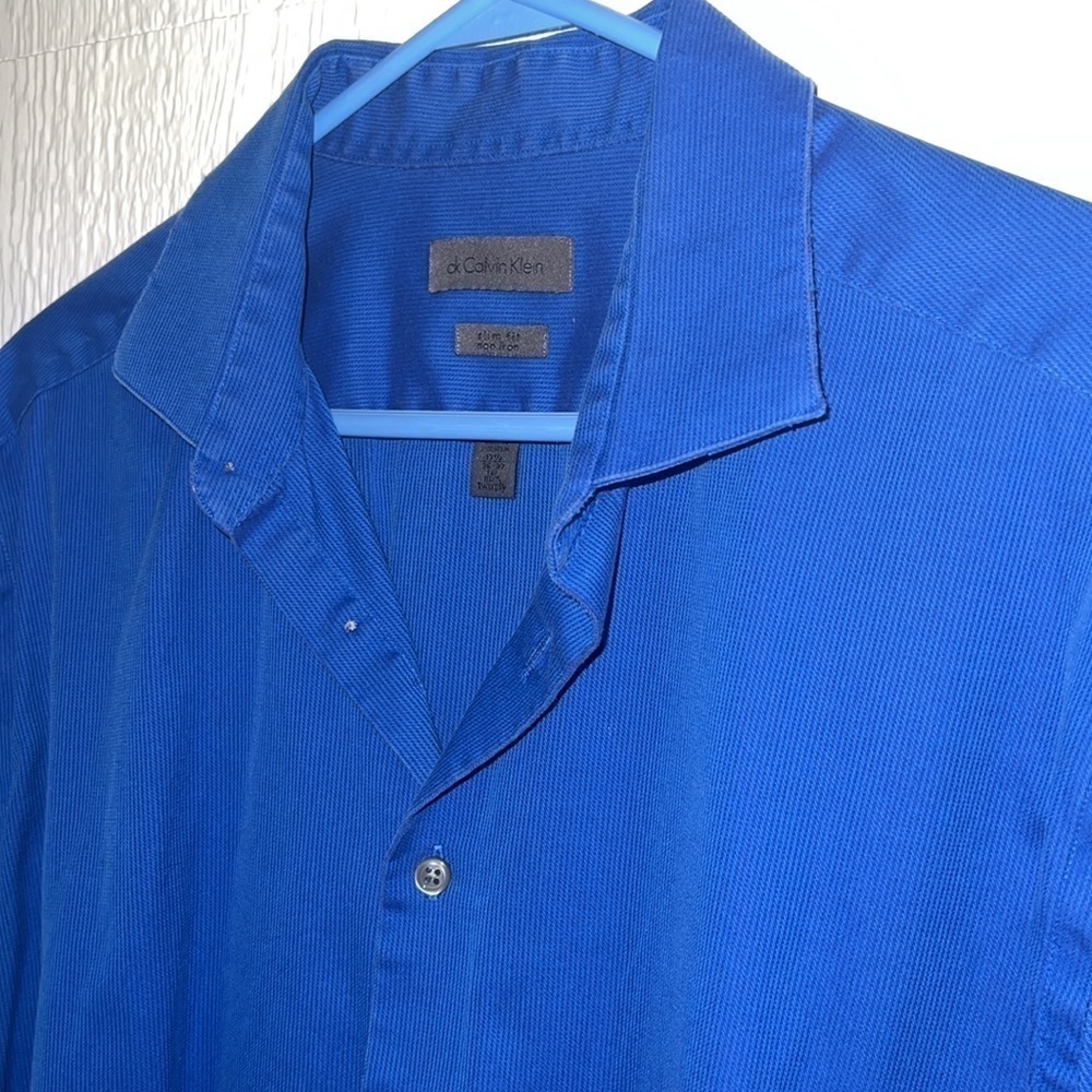 Vintage ck Calvin Klein slim fit non-iron 80’s two ply blue shirt